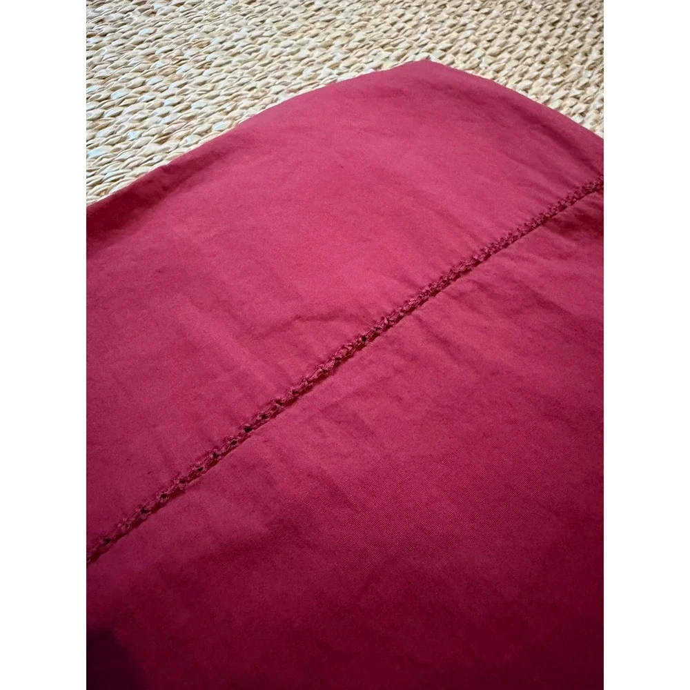 Ralph Lauren Home Twin Flat Sheet Burgundy Red 100% Supima Cotton Hemstitch
